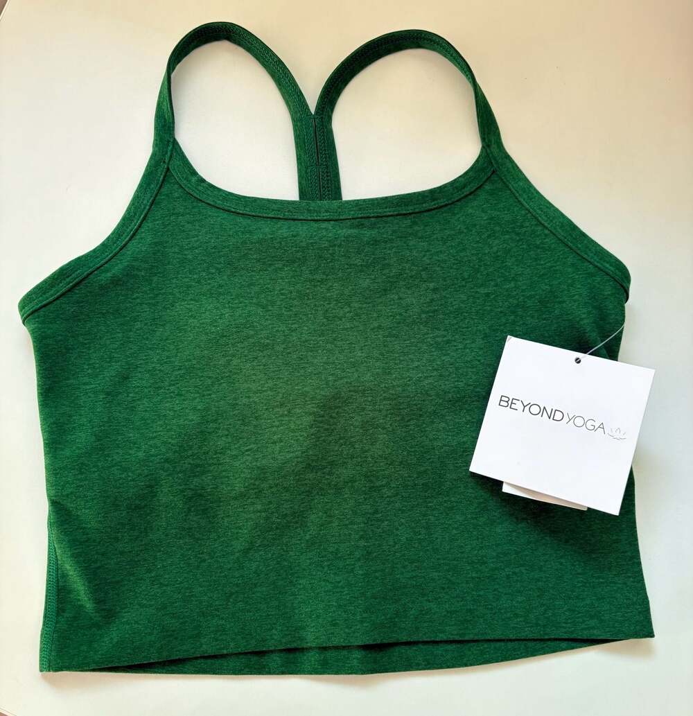 Beyond Yoga Spacedye Slim Racerback Cropped Green Tank Size XS New with Tags - Picture 5 of 10